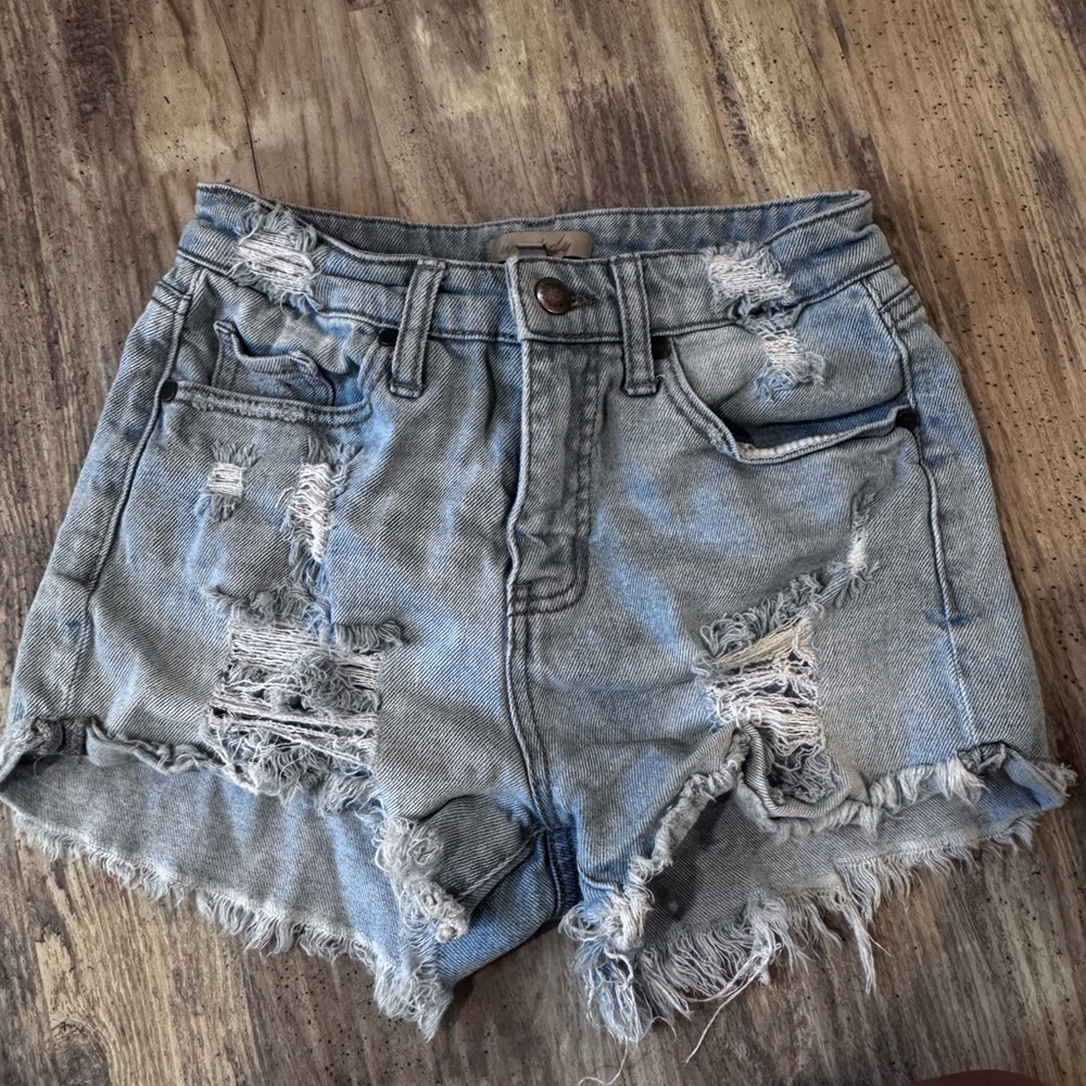 Wonderly Blue Distressed Jean Shorts